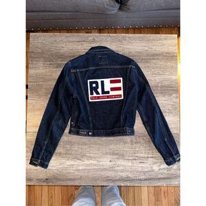 Ralph Lauren Polo Jeans Y2k Denim Cropped Jean Jacket Patch Small